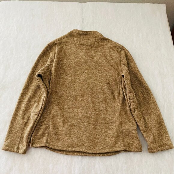 Outdoor Life Mens Heathered Khaki Textured Fleece Mock Neck Comfort Sweater Sz L - Picture 2 of 9